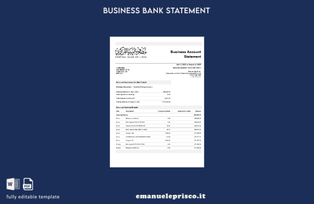 stile verificato Modello di dichiarazione dell'impresa commerciale della Banca C